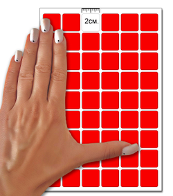 Ярко-красные виниловые наклейки для маркировки Policomprint М2, 20х20 мм. 108 шт.