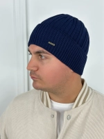 шапка вязаная теплая с отворотом стильная