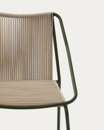 Садовое кресло Zivia из веревки цвета экрю и оцинкованной стали зеленого цвета