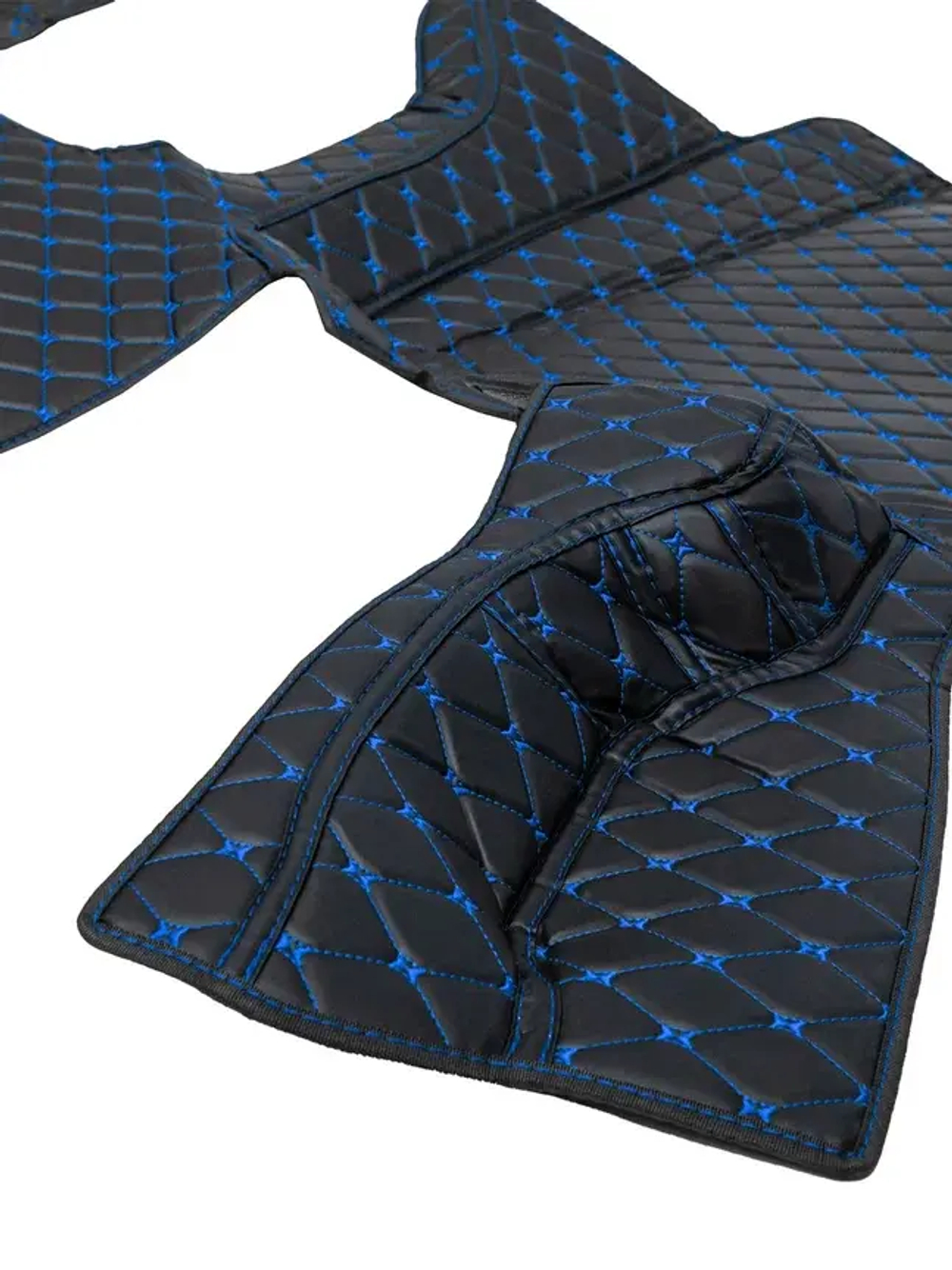 Ковры 3D SITRAK C7H (экокожа, черный, синяя строчка)