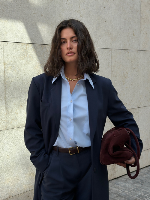 Рубашка из поплина голубая