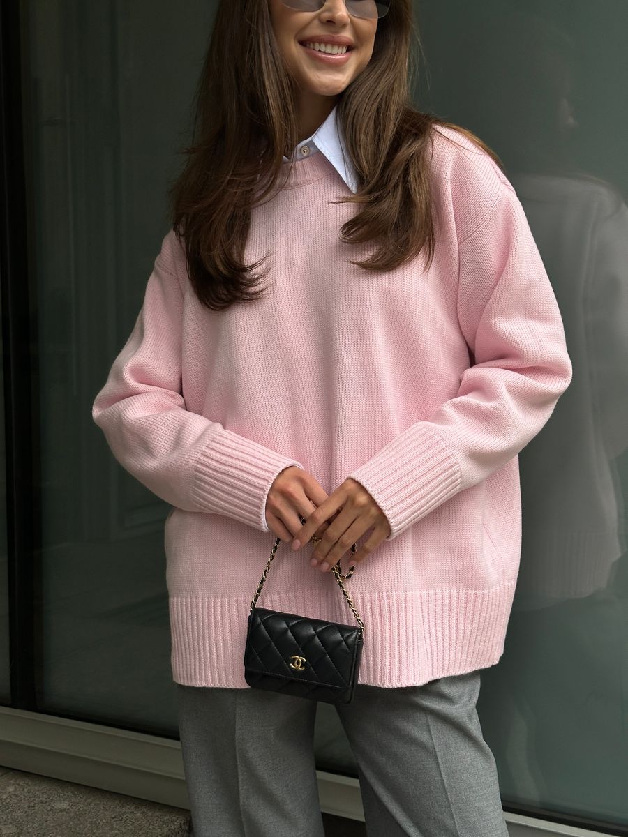 Джемпер из шерсти мериноса розовый