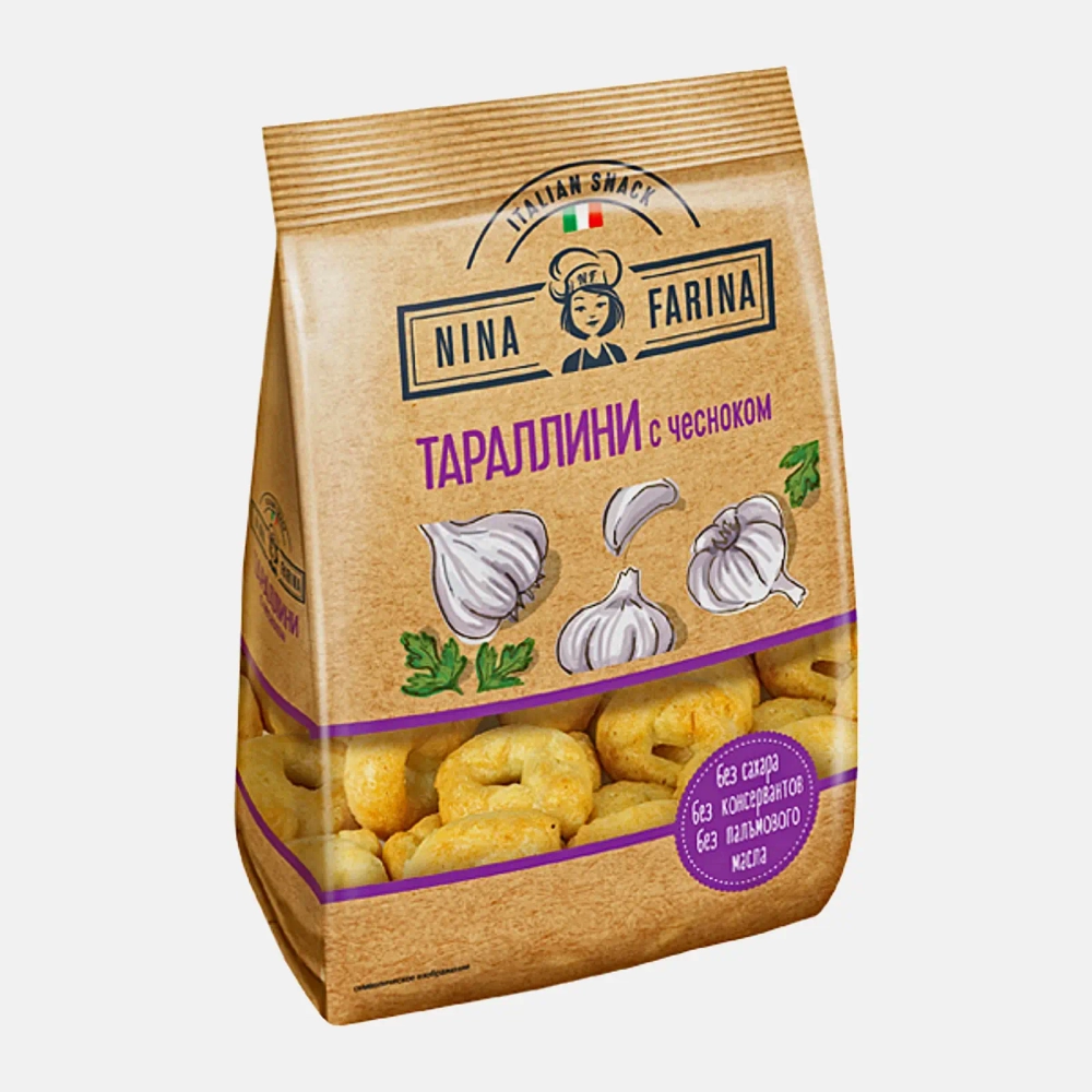 Тараллини с чесноком Nina Farina 180г