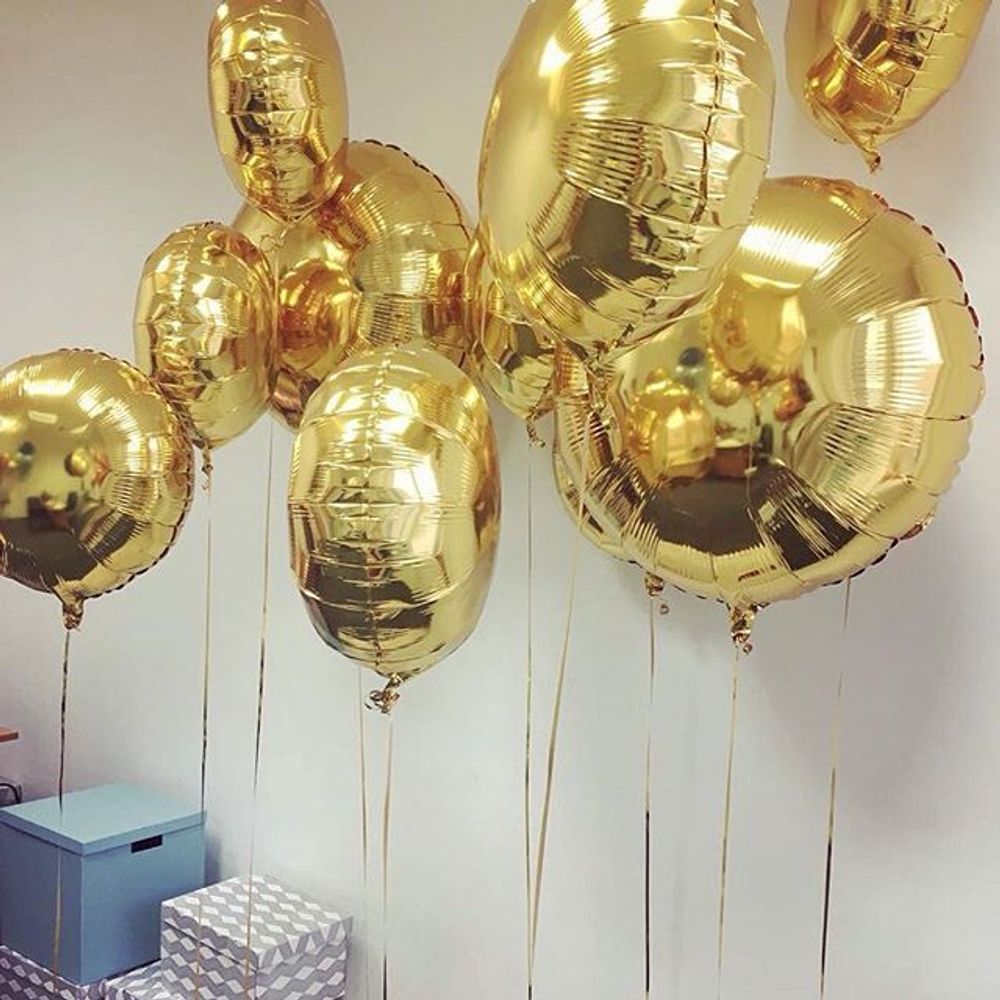 Шар (18"/46 см) Круг, Золото 1 шт.