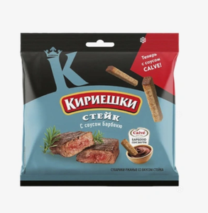 Сухари Кириешки ржаные со вкусом стейка 60 г + соус барбекю 25 мл