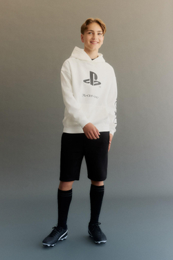 H&M Толстовка с капюшоном и принтом, белый