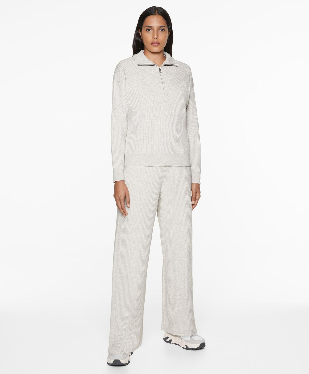 Oysho Свитер в рубчик с высоким воротником, ледяной