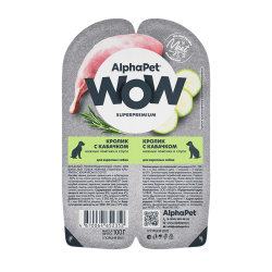 AlphaPet WOW Superpremium 100 г - консервы (блистер) для собак с кроликом и кабачком (ломтики в соусе)