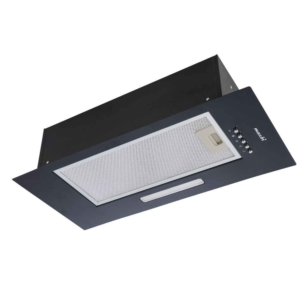 Вытяжка кухонная MACBI S-BOX-60A1 (BLACK) черный, D120мм, 850 м3/ч, полновстраиваемая, мотор 70Ватт, металл 60см, кнопочное управл.