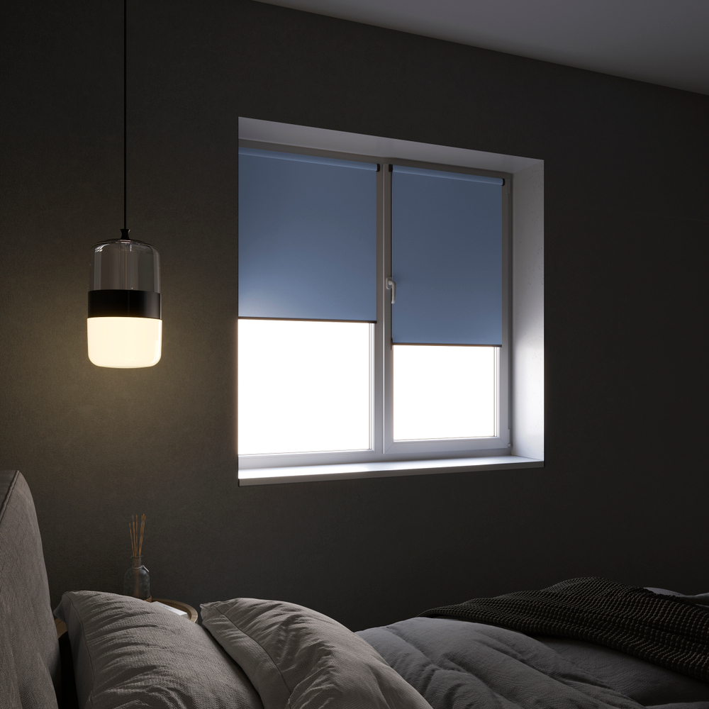 Штора рулонная Блэкаут Натали Небесная Тёмная комплектация