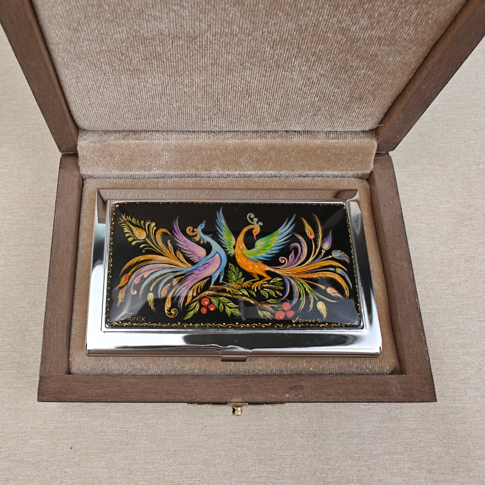 Визитница "Две Жар-птицы" (роспись Палех)