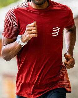 Мужская теннисная футболка Compressport Performance SS Tshirt - spoiled apple/dark cheddar