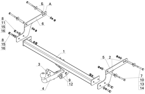 Фаркоп AvtoS RN 13 для RENAULT DUSTER (2011-)(паспорт и сертификат в комплекте)(без электрики)