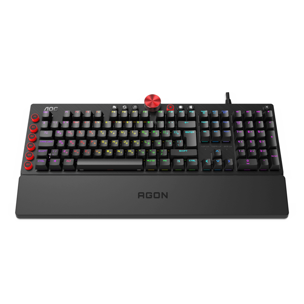 Механическая Игровая Клавиатура AOC AGK700 MX RED CHERRY RGB кабель 1,8м USB2.0 AGK700DR2R