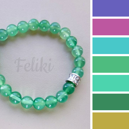 браслет с зеленым агатом и подвеской