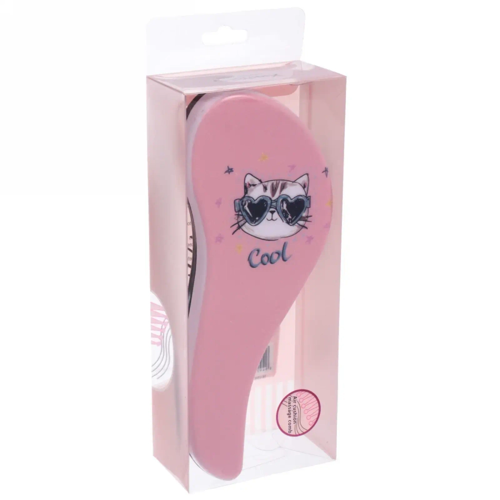 Расческа массажная детская «Pro Hair - Котик Луи», микс 4 цвета, 8*19 см (коробка PVC)