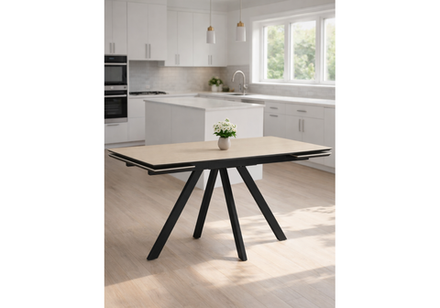 Керамический стол Woodville Вилли 140(200)х80 okara light yellow, черный