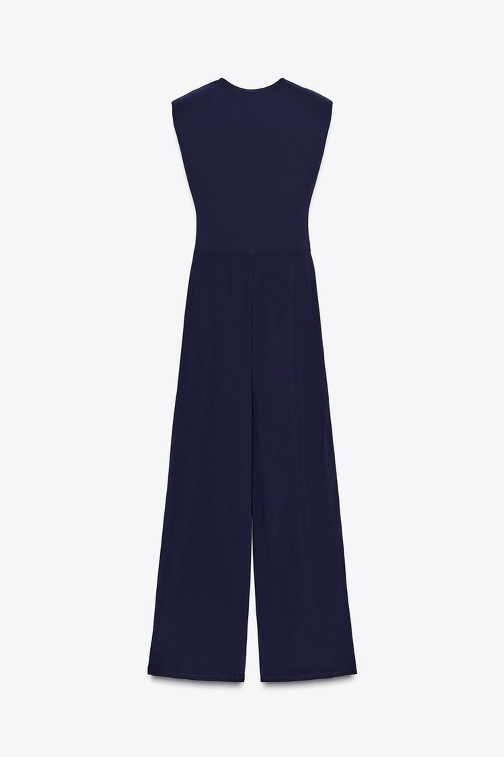 ZARA ДЛИННЫЙ КОМБИНЕЗОН С ПОДПЛЕЧНИКАМИ И ДРАПИРОВКОЙ, МОРСКОЙ СИНИЙ