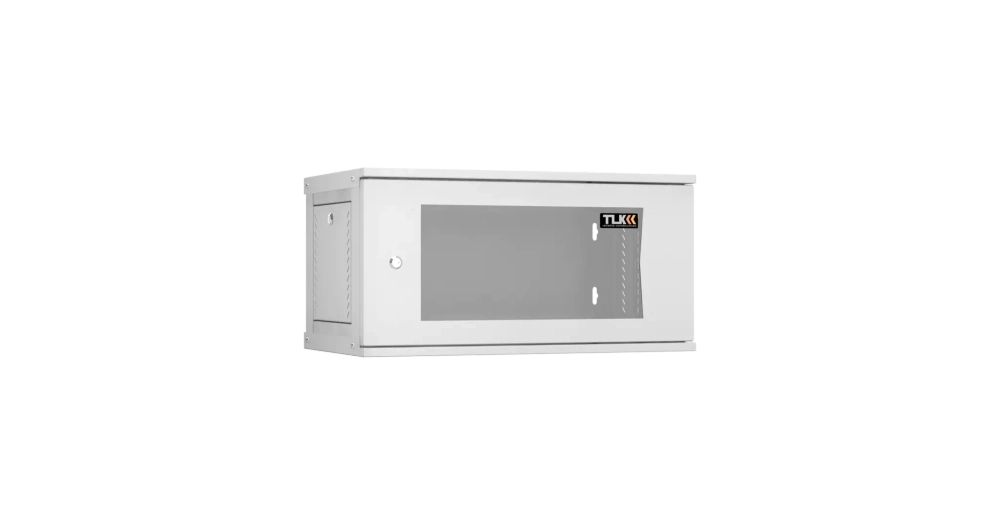 Шкаф настенный 6U, Ш600хГ350, стеклянная дверь, цельнометаллические стенки, серый