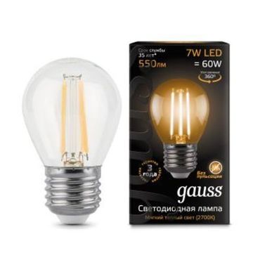 Лампа Gauss LED Filament Globe E27 7W 2700K 105802107