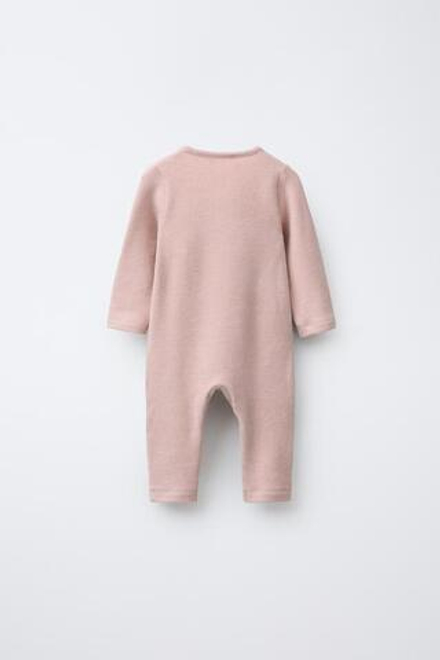 ZARA ДЛИННЫЙ КОМБИНЕЗОН SOFT TOUCH С БАНТАМИ, РОЗОВЫЙ