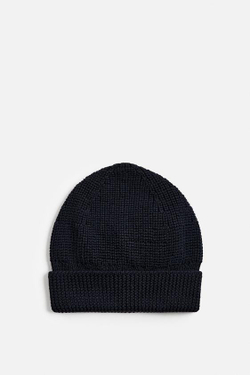 ZARA ШЕРСТЯНАЯ ШАПКА БИНИ, МОРСКОЙ СИНИЙ