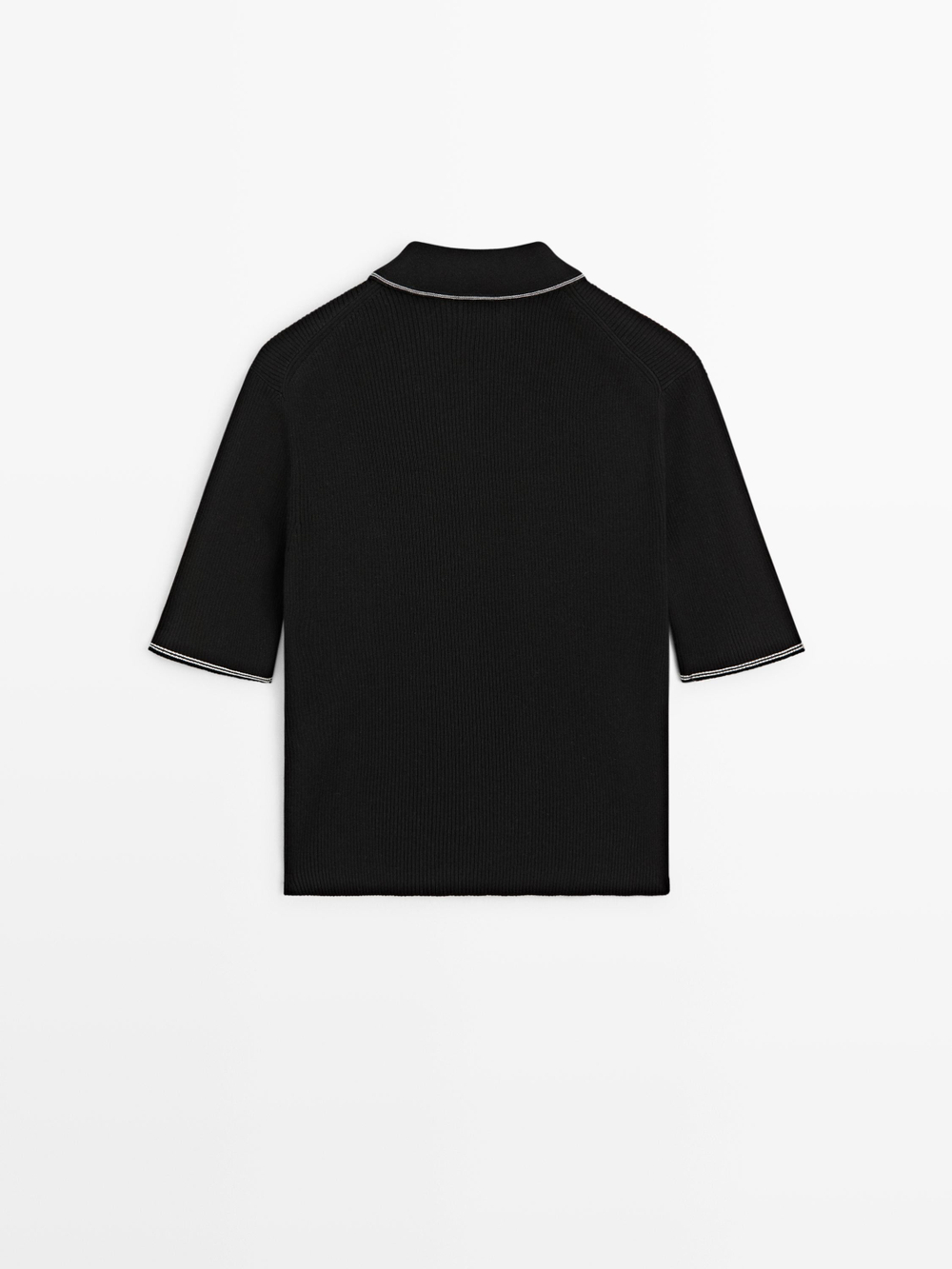 Massimo Dutti Футболка поло с короткими рукавами, черный