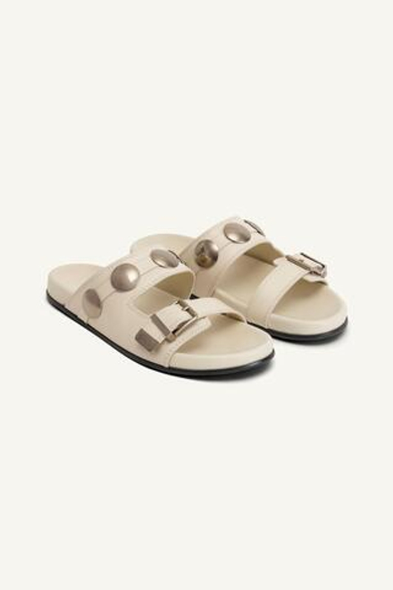 ZARA КОЖАНЫЕ САНДАЛИИ, КРЕМОВЫЙ