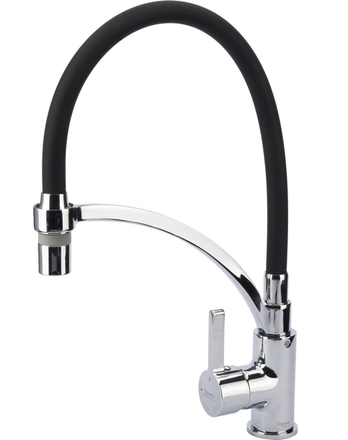 СМЕСИТЕЛЬ ДЛЯ КУХНИ С ГИБКИМ СИЛИКОНОВЫМ ИЗЛИВОМ CASELA 54499-2 ЛАТУНЬ ЧЕРНЫЙ