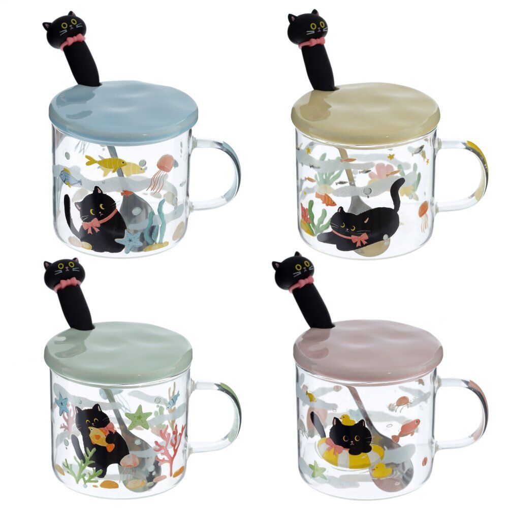 GAEM Кружка с крышкой и ложкой, 300 мл, L11 W9 H12 см, 4в.