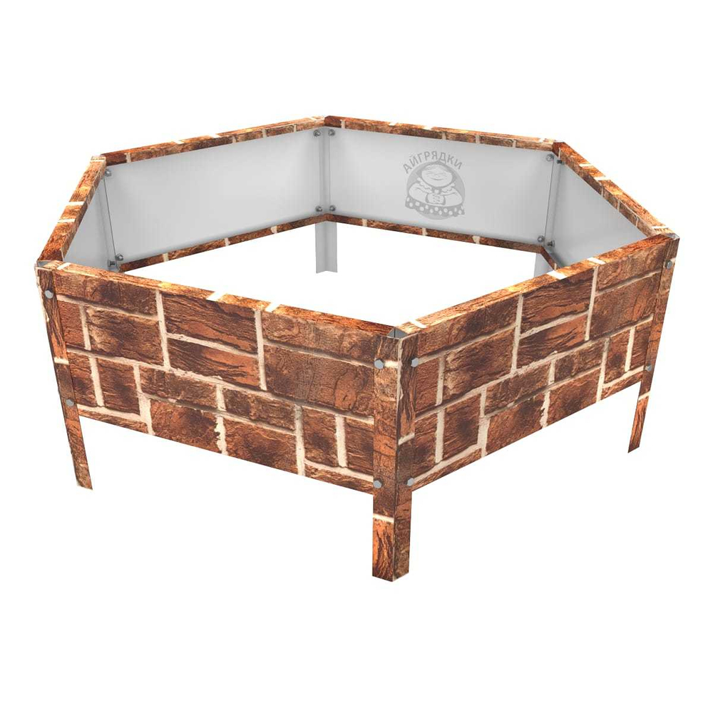 Клумба многоугольная оцинкованная с ножками 1 ярус Кирпич