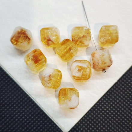 Цитрин, бусина кубик 10мм, огранка, штучно