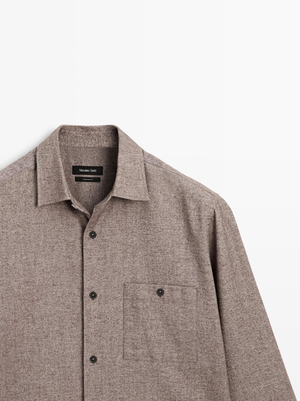 Massimo Dutti Меланжевая куртка-рубашка с карманом, экрю