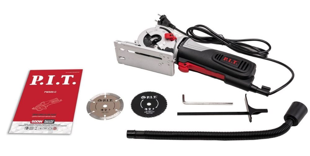 Пила циркулярная мини PMS89-C (600Вт, 5500об/мин, диск 89мм, глуб. проп 28,5мм, 3пиль.диска, упоры)