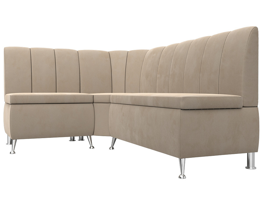 Диван кухонный угловой Кантри левый угол, Бежевый, Велюр, 106843L