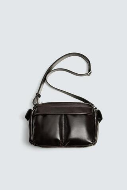 ZARA КОЖАНАЯ СУМКА ЧЕРЕЗ ПЛЕЧО, КОРИЧНЕВЫЙ