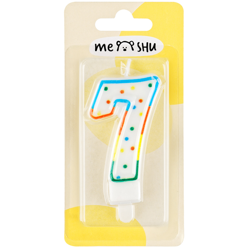 Свеча для торта с держателем MESHU "Цифра 7", 8,5см, блистер