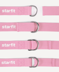 Ремень для йоги YB-100 183 см, хлопок, розовый пастель