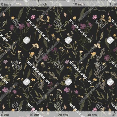 Гербарий Полевые цветы на темном фоне by UstaArt 370 DPI