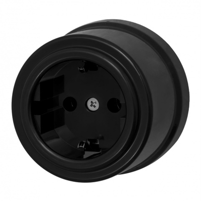 Розетка с З.К., пластик, цвет Черный B1-101-23