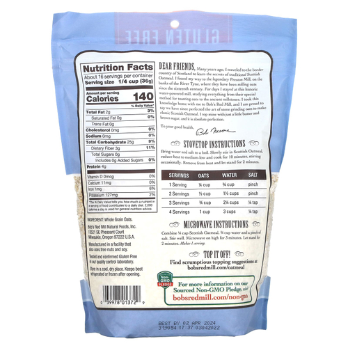 Bob's Red Mill, шотландская цельнозерновая овсянка, без глютена, 567 г (20 унций)