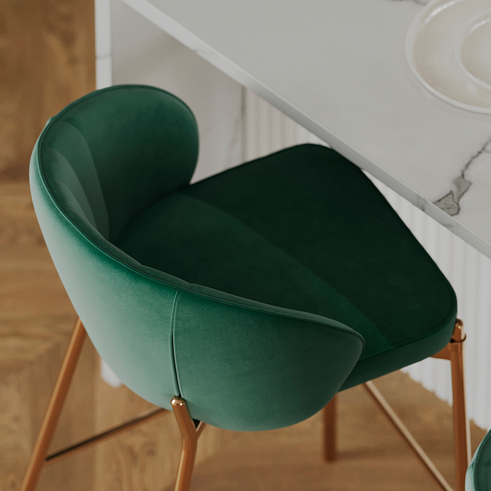 Стул барный Bergenson Bjorn Coral, велюр, темно-зеленый