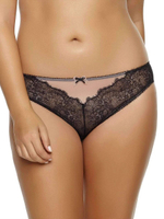 Трусики-бикини из полупрозрачного тюля и кружева (Размер: L) (Цвет: черный с бежевым)