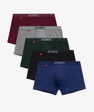 Трусы мужские боксеры (5шт), Atlantic 5SMH-004, каберне + серый меланж + изумрудный + черный + темно-голубой