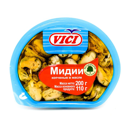 Мидии копченые Vici в масле 200 гр