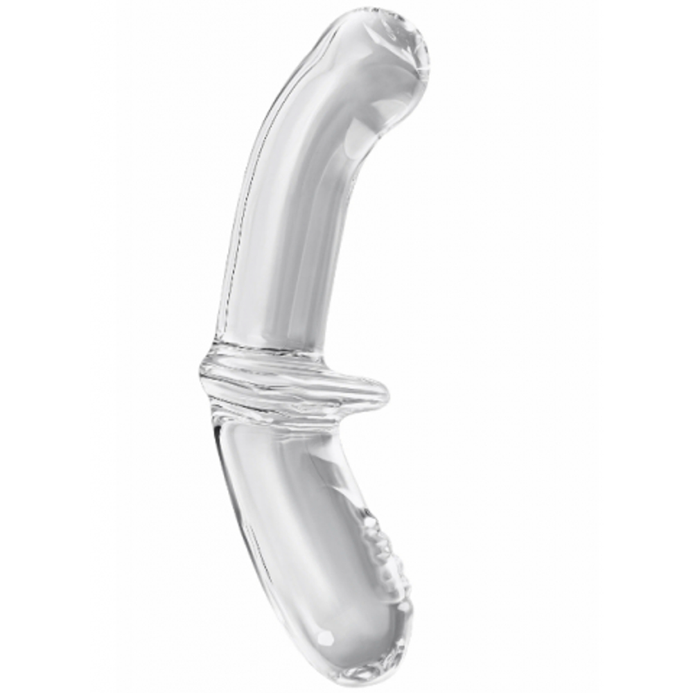 Стеклянный фаллоимитатор Satisfyer Double Crystal (20×5,5 см) прозрачный