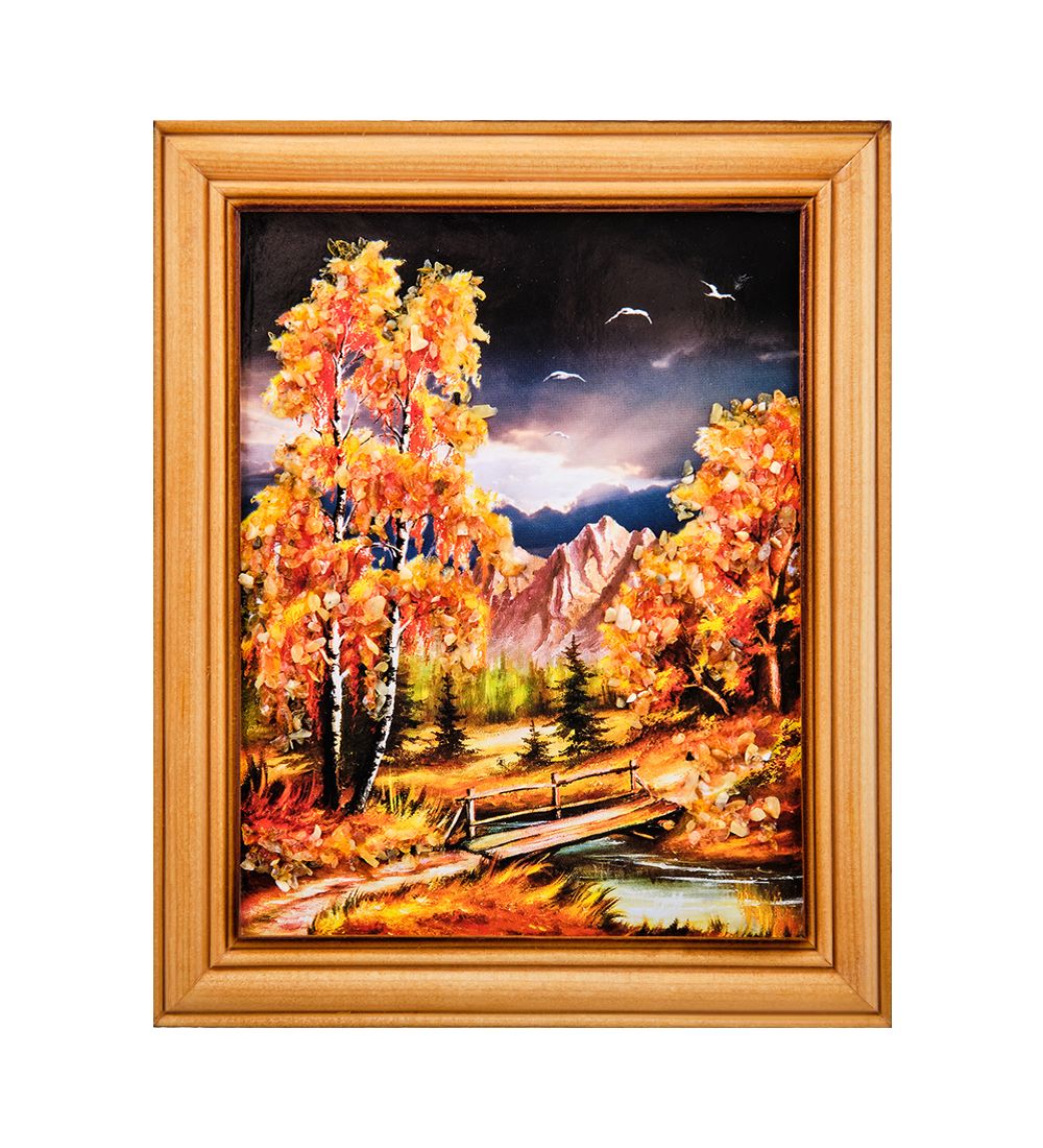 AMB-74/26 Картина «Красота природы» (с янтарной крошкой) дер.краш.рамка 12х15