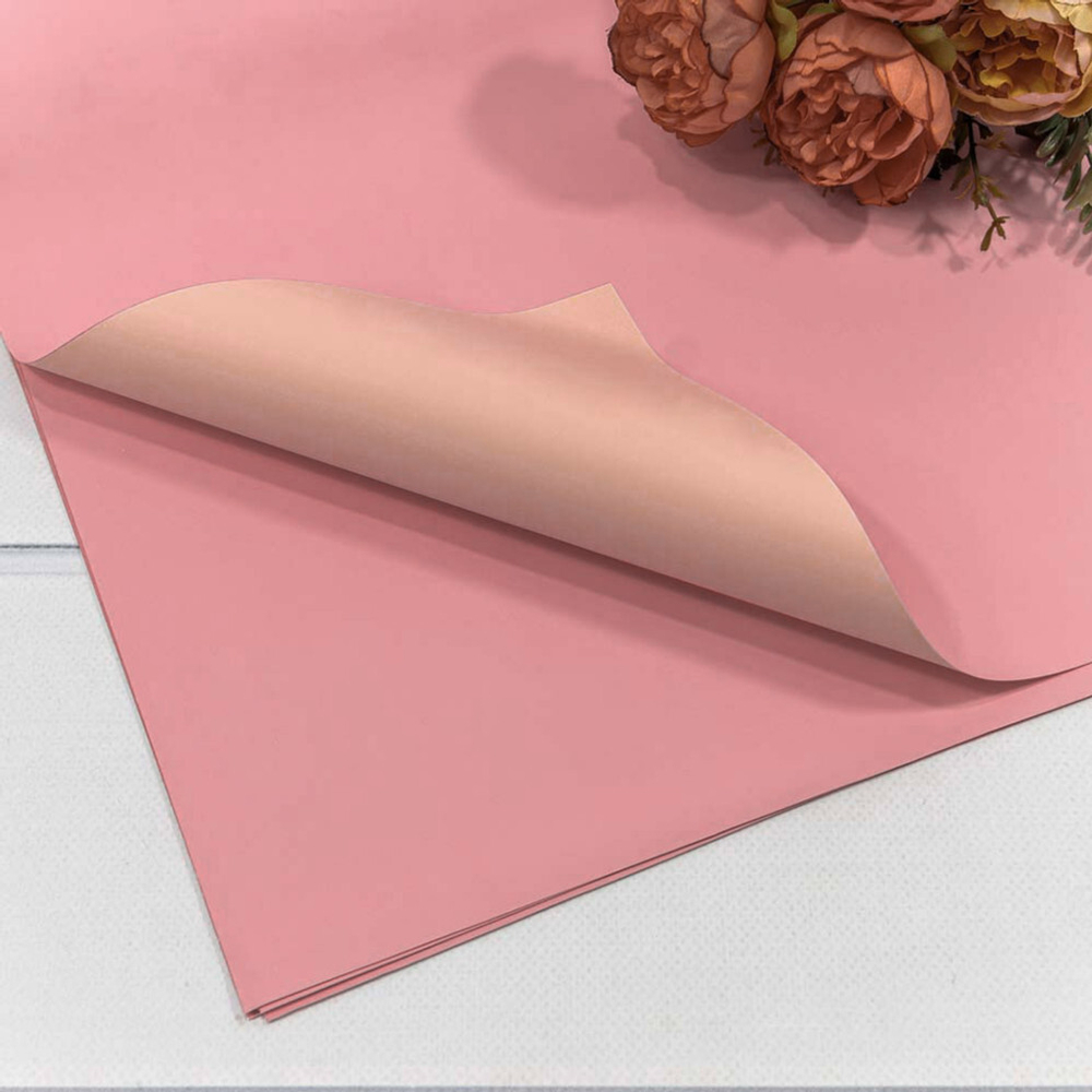 Пленка В листах 20 шт 60 х 60 см двухсторонняя (Розовый, Абрикосовый)