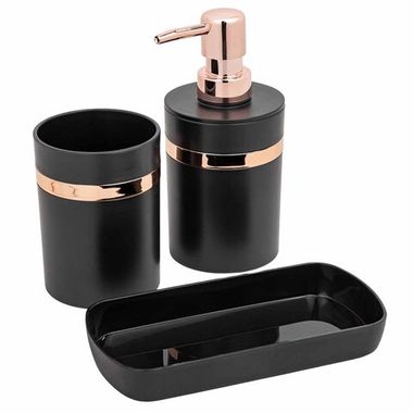 Набор для ванной комнаты 3пр. (дозатор для мыла, подставка для зубных щеток, лоток для аксессуаров) La and Te beaute LT-BSP-12BK