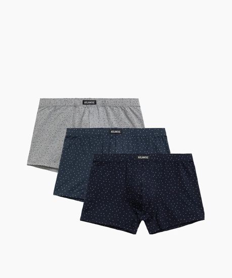 Трусы мужские боксеры (3шт), Atlantic 3MH-199, темно-синий + серый меланж + голубой (M)